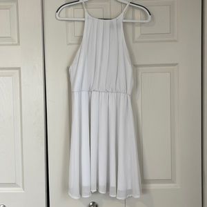 White halter neck dress